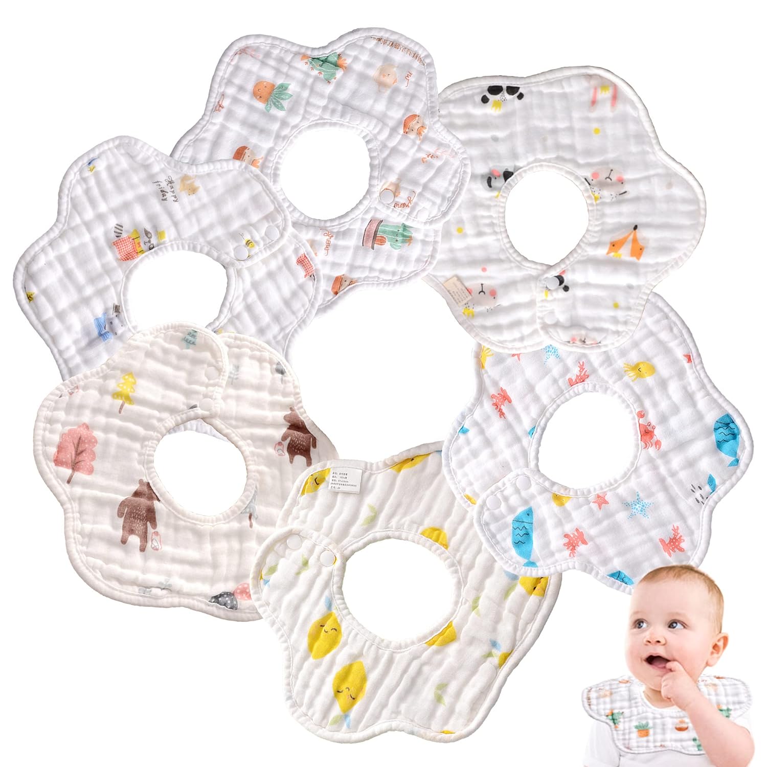 251230195222903_1 MERLINAE Muslin Bibs, Baby Bandana Drool Bibs 360 Bibs for Boys Girls Newborn Infant for Drooling and Teething,100% Organic Cotton and Super Absorbent Hypoallergenic Pullover Baby Bibs - Image 1